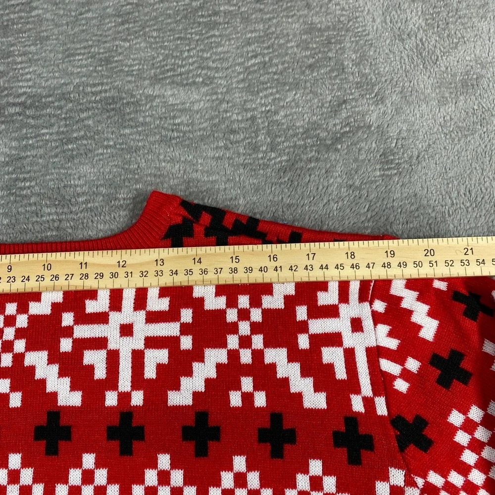 Raisevern Ugly Christmas Sweater Sloth Santa‎ Hat Holiday Fair Isle Red XL